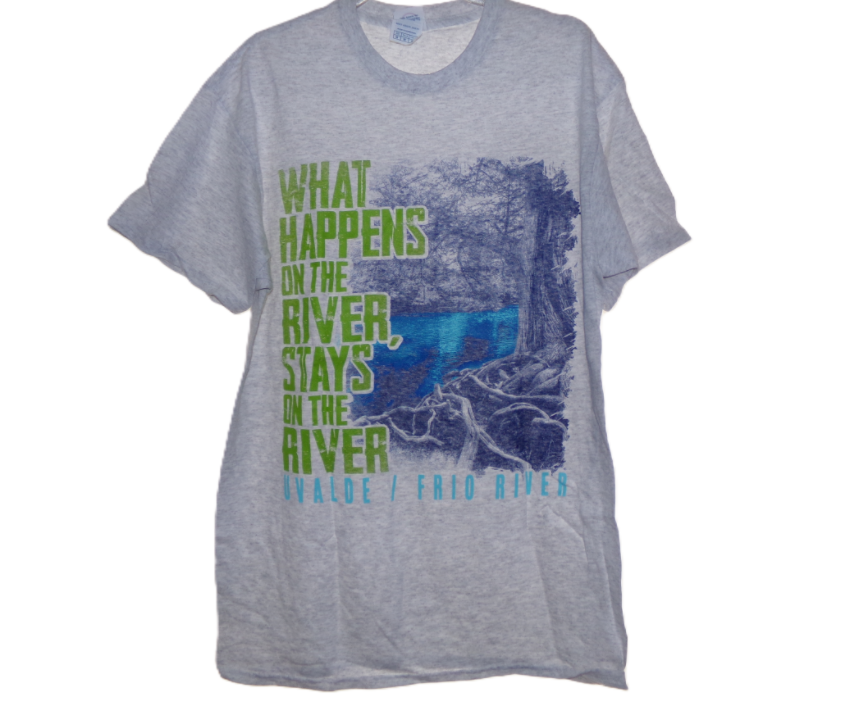 What Happes On The River Stays On The River Grey T-Shirt, Medium