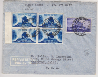 1951 OTT 04 -  Aerogramma da Firenze per Stockton California (USA) - pt 140