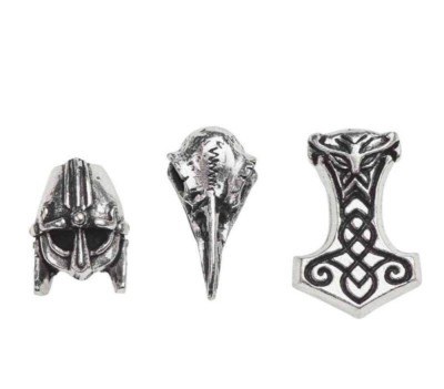 Alchemy Gothic Pewter Norsebraid Viking Beard Hair Beads Trio LARP Cosplay