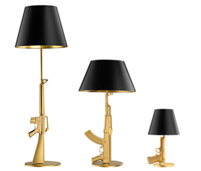 Accent Table Lamp Metal LED Light Modern Home Decor Gun Rifle Floor Lamp Gold