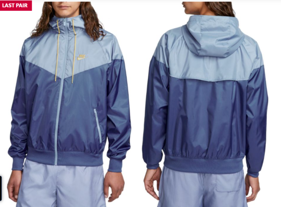 Ветровка с капюшоном и молнией с капюшоном NIKE SPORTSWEAR Blue Slate Gold Logo Windrunner M