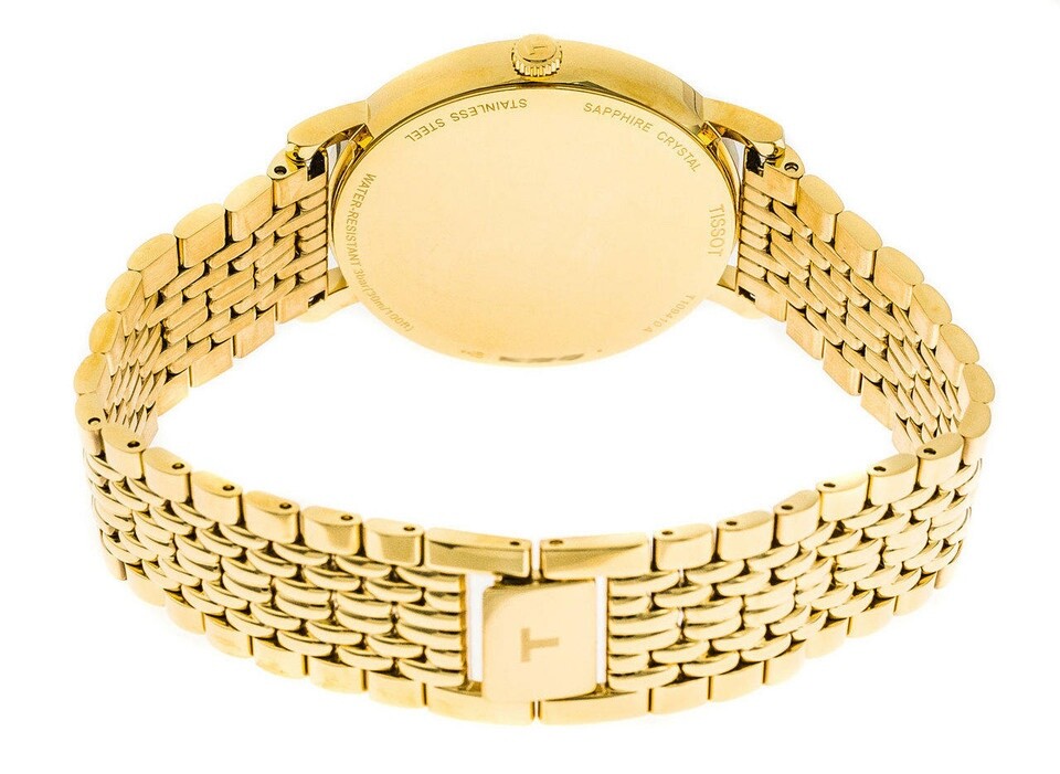 Pre-owned Tissot T-classic Everytime 38mm Gold Dial Bracelet Watch T1094103302100