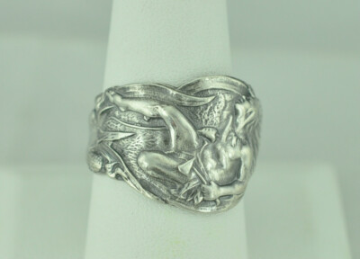 Solid 925 Sterling Silver Native American Chief Warrior Adjustable Spoon Ring