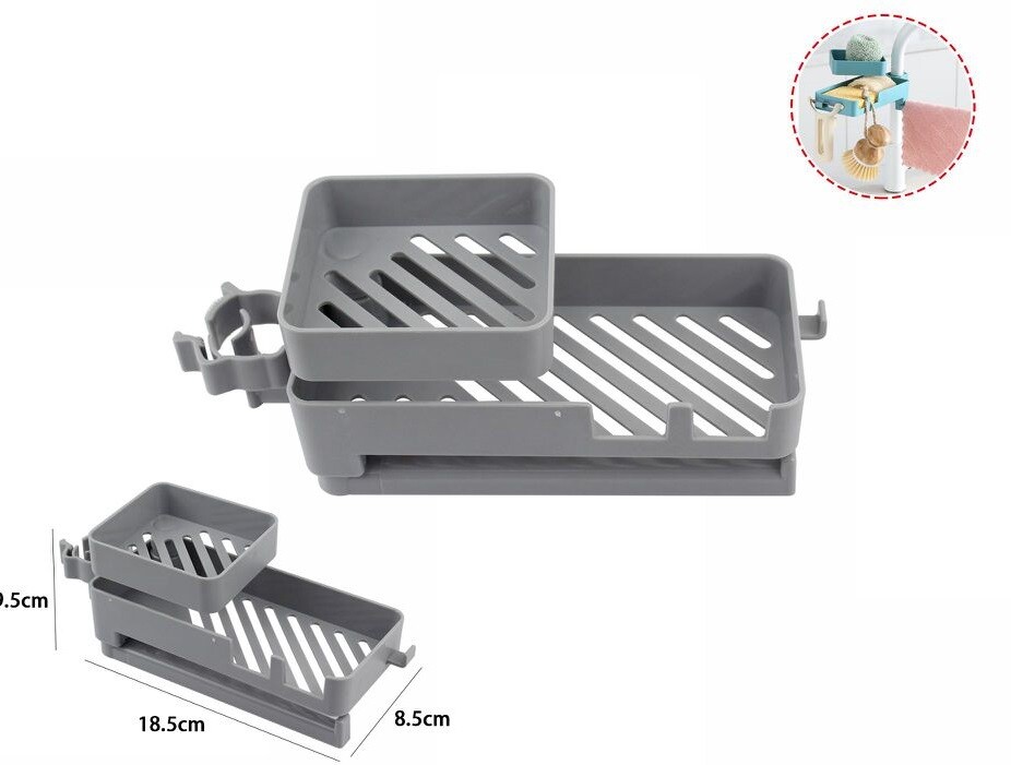 Organizer Contenitore Spugne Accessori Cucina Fissaggio Rubinetto Mensole dfh