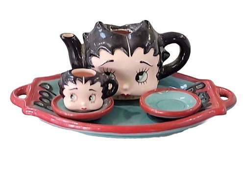Betty Boop ティーポット 6ピース セット ミニチュア 陶器1995年 Betty Boop ティーポット 6ピース セット ミニチュア 陶器1995年