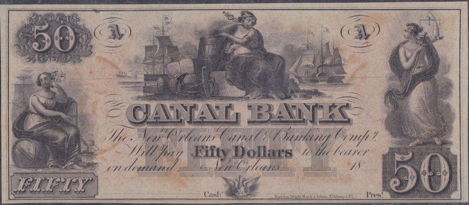 Canal Bank of New Orleans Louisiana Fifty Dollars