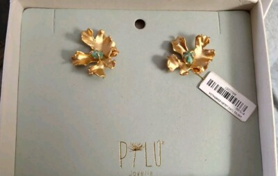 Pilo Joyeria Aretes Topo Liquen Emerald Earrings