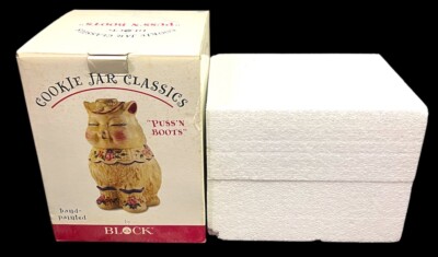 Puss N Boots *** 1999 RARE JONAL Ceramic Cookie Jar Hand Painted ** New in Box