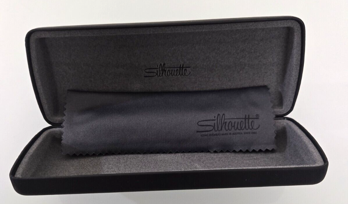 NEW!! Authentic  Silhouette  Black Hard Clamshell Eyeglasses Case with Cloth!