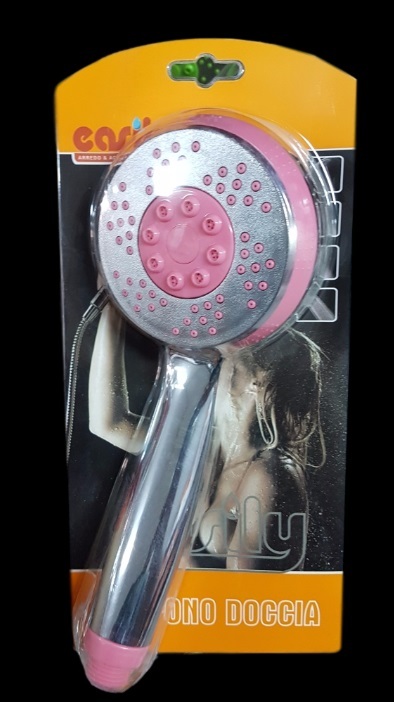 Bagno Doccetta Doccino Soffione Doccia Cornetta Rosa Rotondo Moderno 52223A dfh