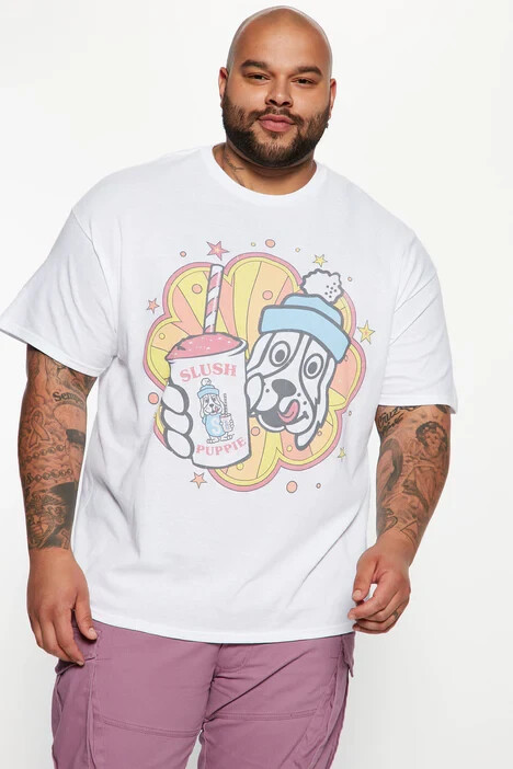 

Мужская футболка размера  с графическим принтом Slush Puppy Chilly Dog из 100 % хлопка, Белый