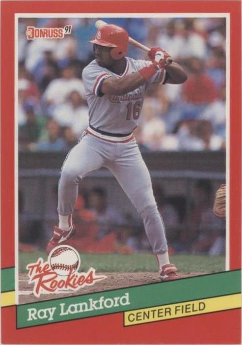 メジャーリーグ　カード　Ray Lankford 1991 Donruss Ray Lankford, Rated Rookie RC #43, ERROR