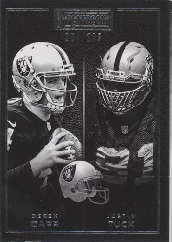 2015 Panini Playbook Derek Carr Justin Tuck #11