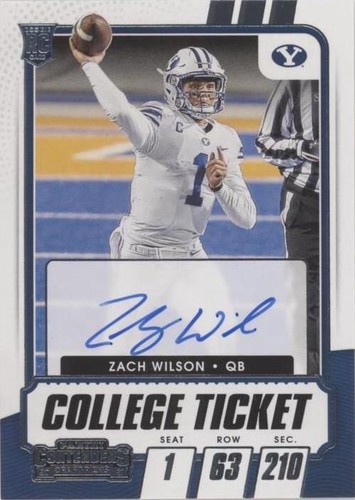 2021 Panini Contenders Draft Picks Zach Wilson #102