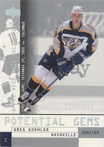 2002-03 Upper Deck Mask Collection - Greg Koehler #129