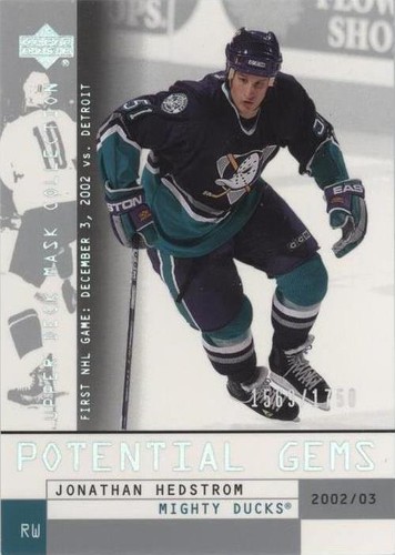 2002-03 Upper Deck Mask Collection - Jonathan Hedstrom #122