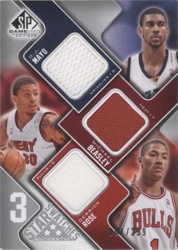 2009-10 SP Game Used - O.J. Mayo/Derrick Rose/Michael Beasley #3S-MBR