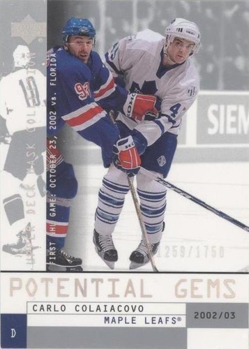 2002-03 Upper Deck Mask Collection - Carlo Colaiacovo #150