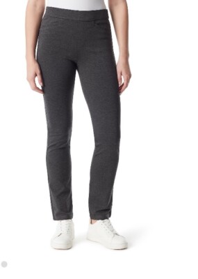 Gloria Vanderbilt Heather Gray Pull-On Straight Trouser Pants-NWT-Size 10