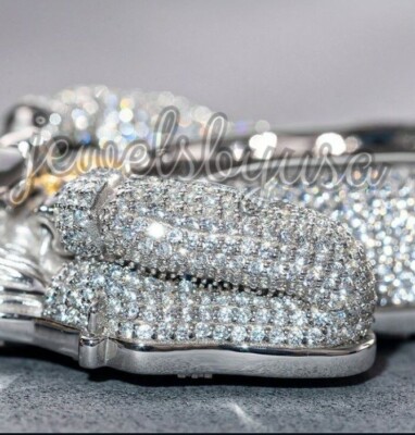 Pre-owned Nsg 5.50ct Men's Cubic Zirconia Customize 3d Face 2 Tone Pendant 925 Silver In White