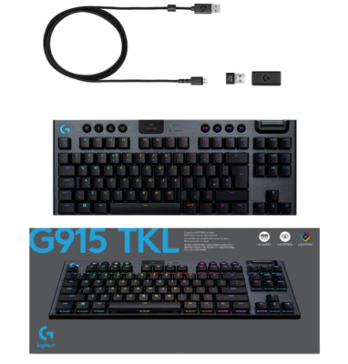 Logitech G915 TKL Tactile Kabellose Gaming-Tastatur Deutsch Qwertz Carbon/NEU 