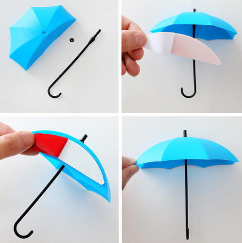 3pcs Hooks Adhesive Decorative Umbrella Wall Hanging Hooks Wall Holder for Towel