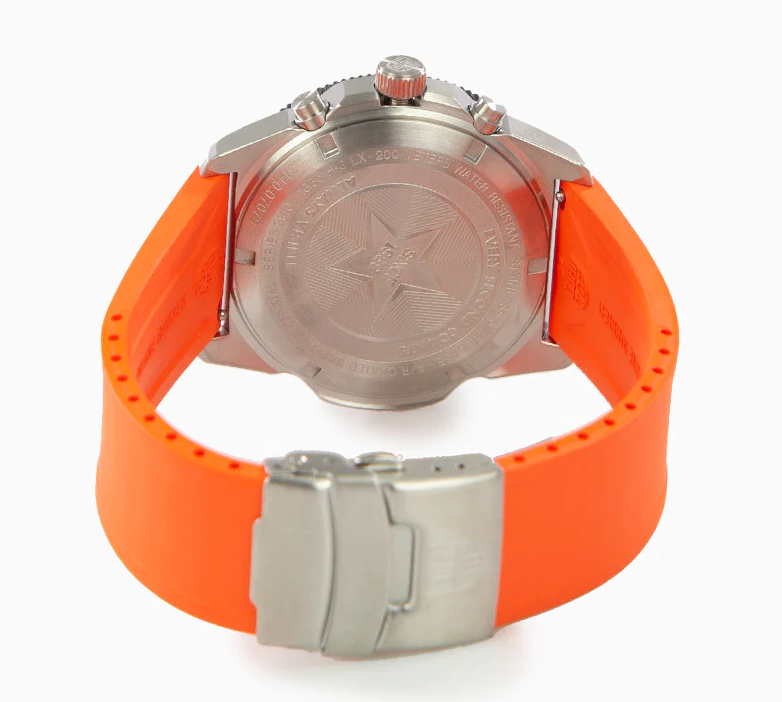 Pre-owned Luminox Pacific Diver Orange Sapphire Black Dial Chronograph Men's Watch Xs.3149