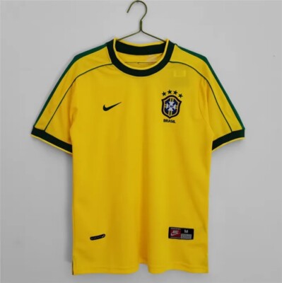 (ANY PLAYER) Brazil Home Retro Jersey 1998 (RONALDO & KAKA)