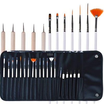 20tlg Pinsel Set +Etui Nailart Dotting Tool Nageldesign Gelpinsel Pinselset