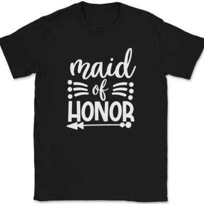 Maid of Honor T-Shirt Wedding Party Bride Groom Event Group Gift Text Tee
