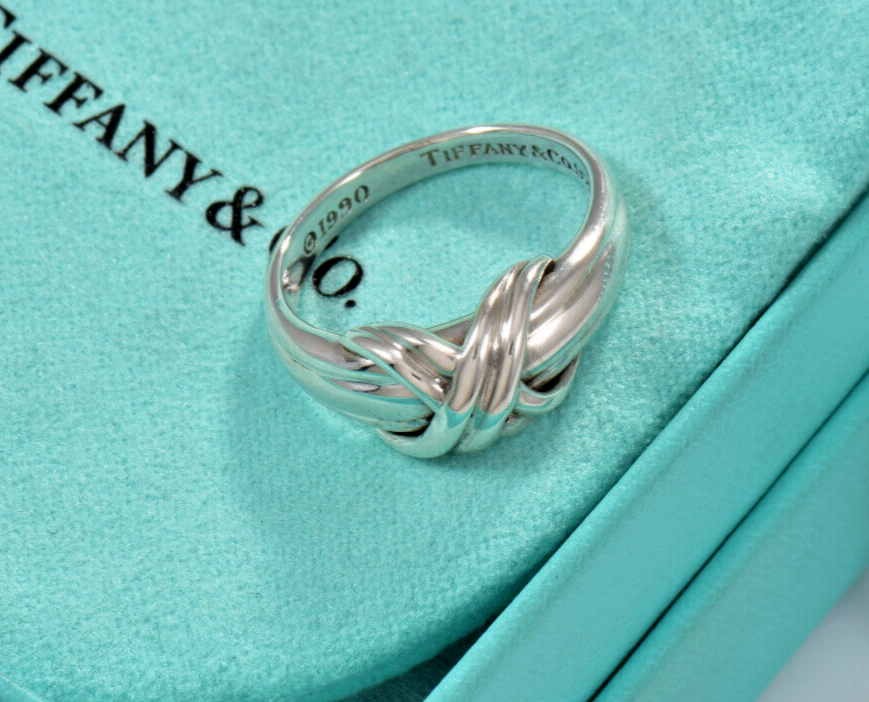 Vintage 1990 Tiffany & Co Silver Signature X Rope Band Ring Vintage 1990 Tiffany & Co Silver Signature X Rope Band Ring