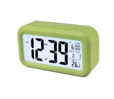 Smart Night Light Digital Alarm Clock with Indoor Temperature LCD Display