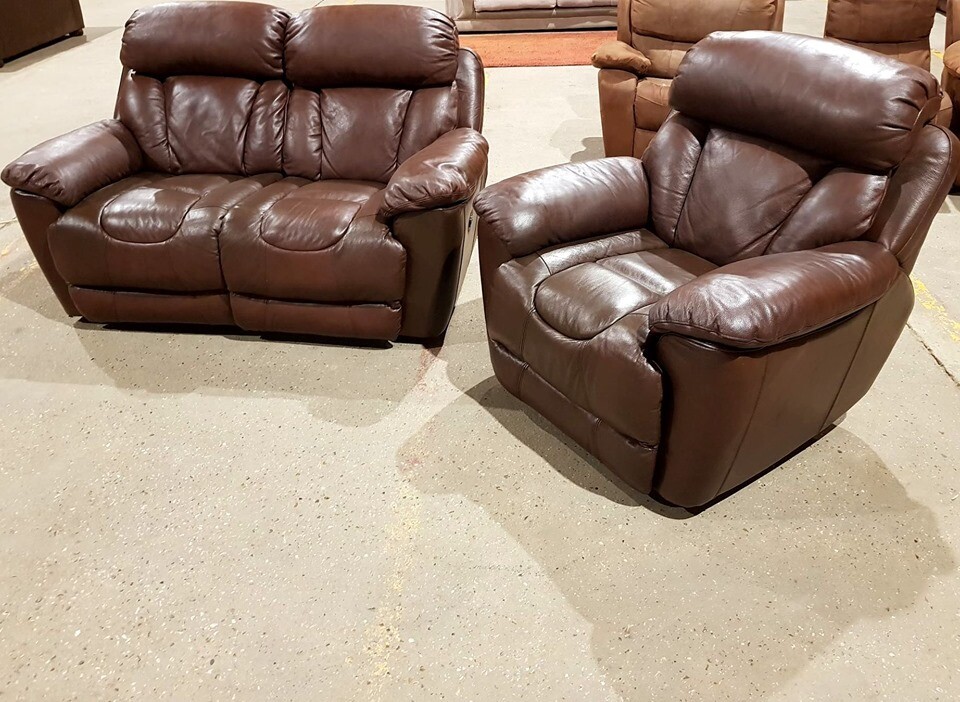 2+1 Seater Genuine Leather Electric Recliner Sofa And Chair Brown