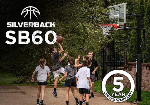 Silverback 54” In-Ground Height-Adjustable Basketball System with Tempered...