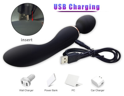 10 Modes Double Head-Full-Body-Massager-Vibrator Rechargeable 3 Color USB Cable