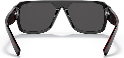 Pre-owned Prada Pr 22ys 1ab5s0 Black Plastic Aviator Sunglasses Grey Lens In Gray