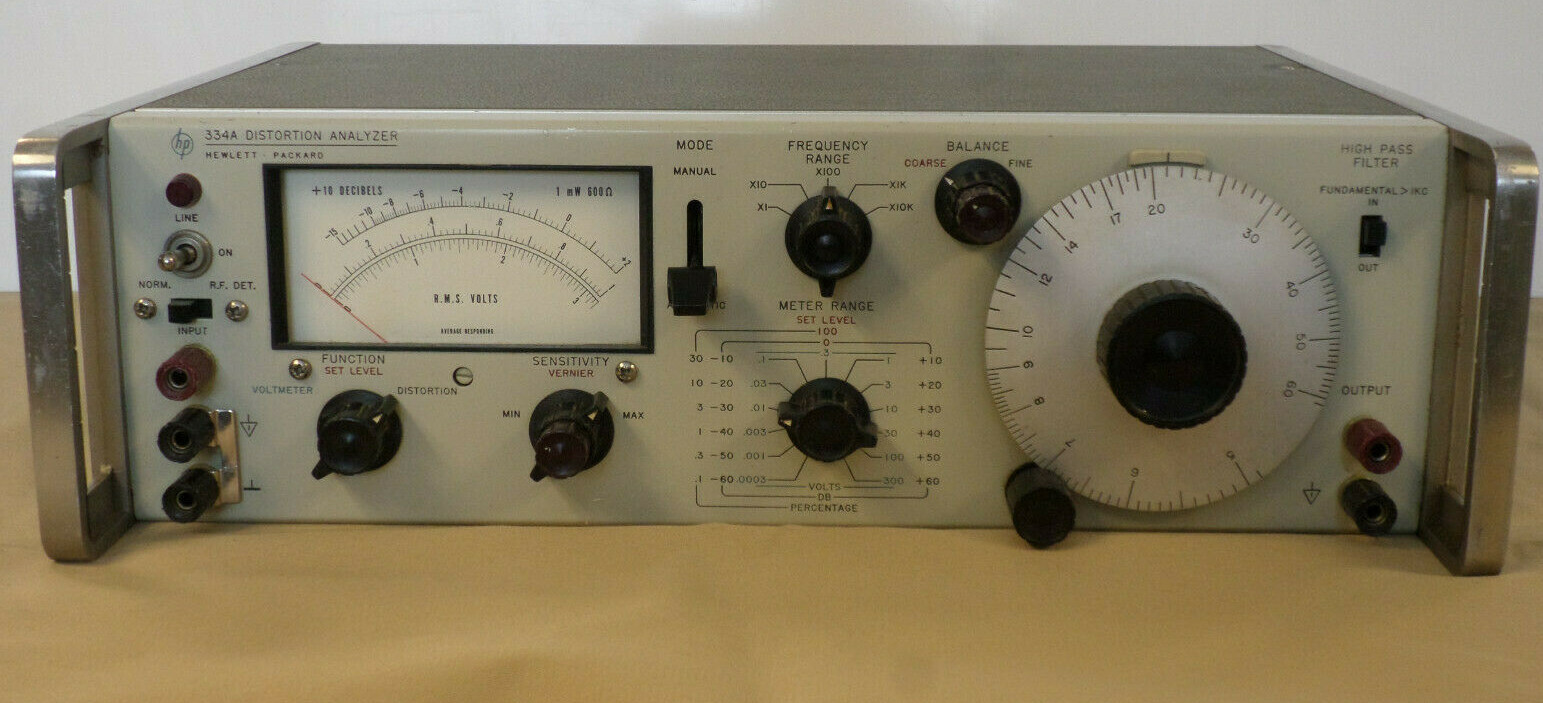 HP Agilent 334A Distortion Analyzer, 5 Hz to 600 kHz with AM demod up to 65 MHz