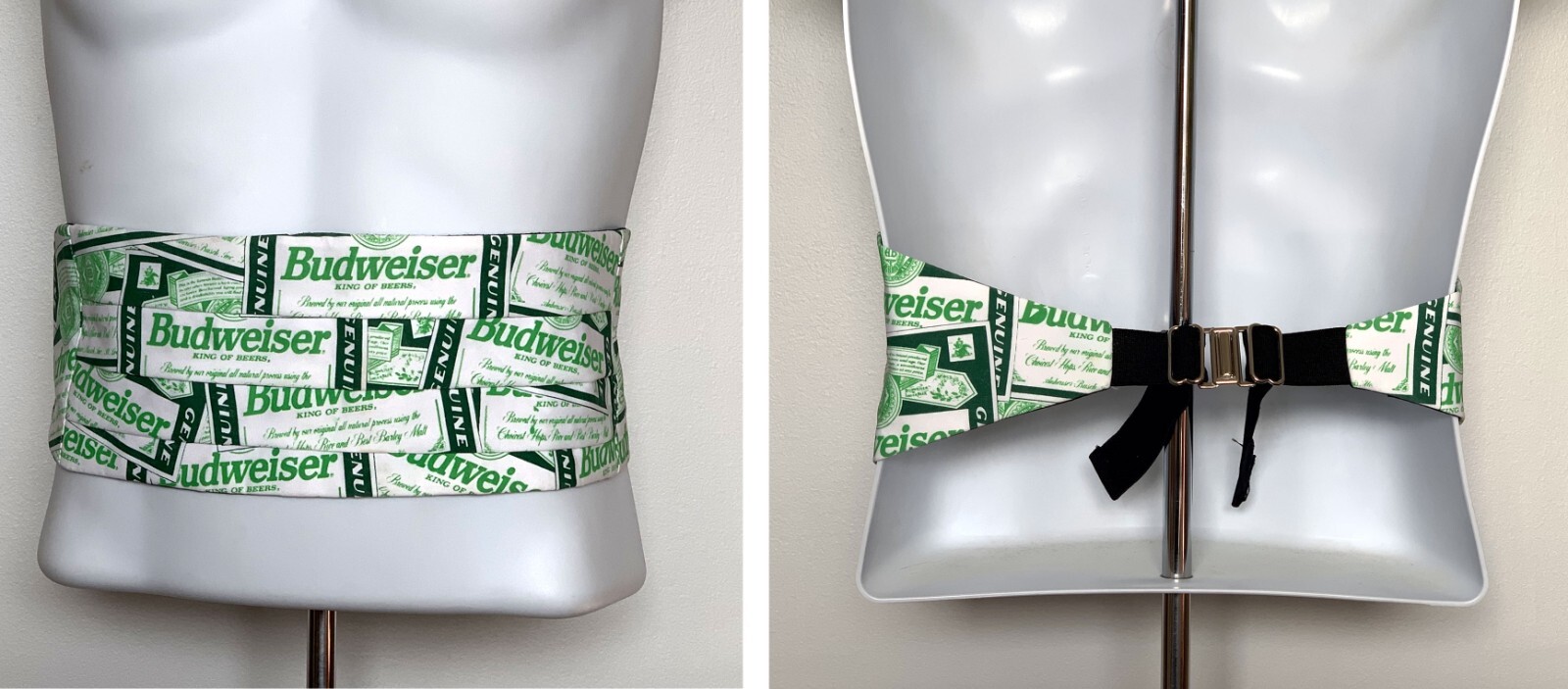 Budweiser King of Beers Cummerbund Green White USA Made St Pat...