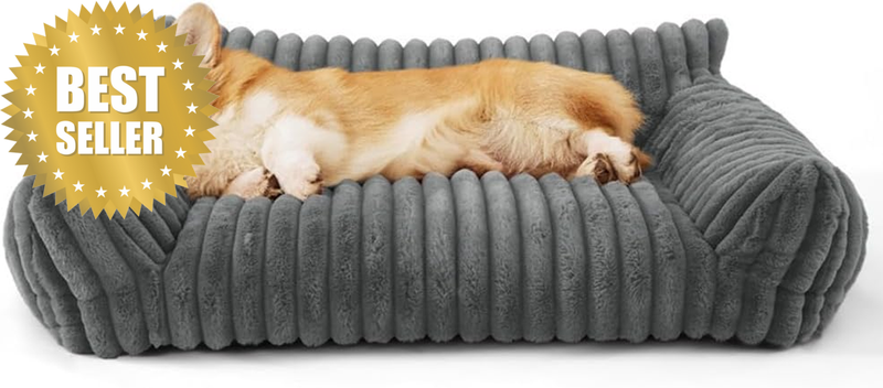Pet Bed with Removable Washable Cover, Soft Plush Calming Bed, Non-Slip Comforta
