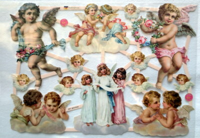Glanzbilder Oblaten ~  ef 7387 Romantische Engel Scrap Albumbilder Poesie