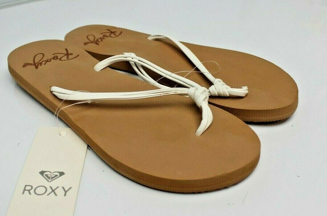 ROXY 'Lahaina III' White Open Toe Thong Flip-Flops Womens