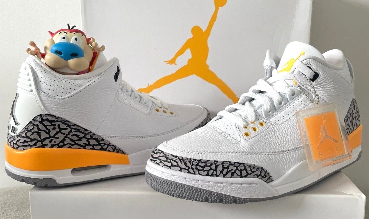 Pre-owned Jordan Nike Air  3 White Laser Orange 11.5 12 W Cement Reimagined Chicago