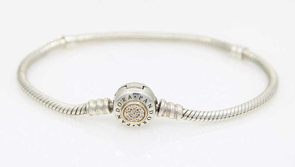 PANDORA Loving 14金ゴールド SILVA Retired Pandora Loving Circle Charm :: 14K Gold & Sterling