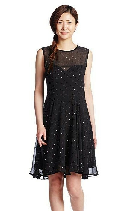 Diesel 241237 Womens Dotted Georgette Fit & Flare Dress Black Size X-Small