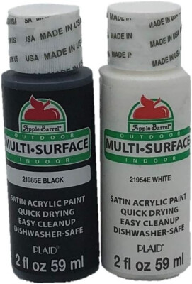 Satin Acrylic Multi-Surface Paint Set - Black and White (2 Ounces Each)