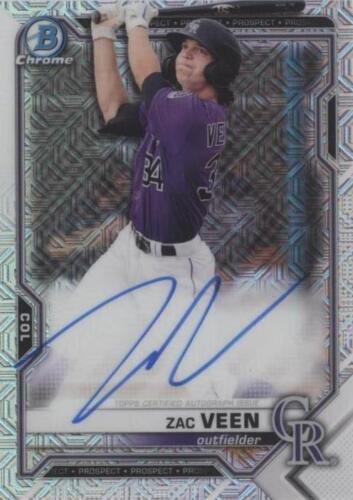 ZAC VEEN AUTO 2021 Bowman Chrome Autograph GOLD SHIMMER