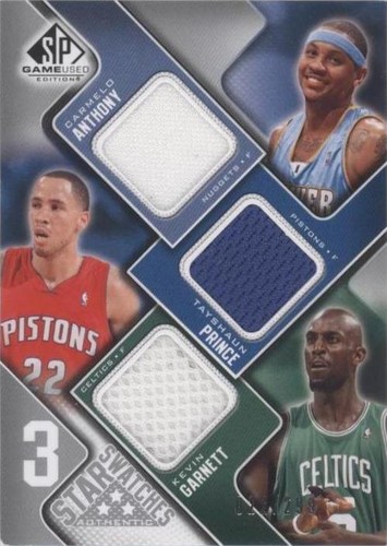 2009-10 SP Game Used - Carmelo Anthony/Kevin Garnett/Tayshaun Prince #3S-GPA