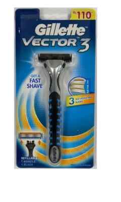 Gillette Vector3 Razor Handle - Holds Sensor, Sensor Excel & Sensor3 Blades