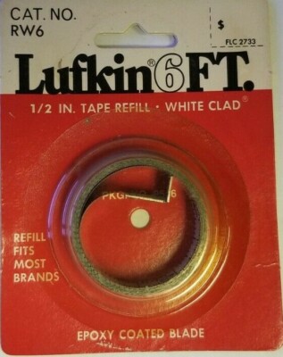 LUFKIN 1/2'' X 6-FEET TAPE MEASURES REFILLS RW-6 WHITE CLAD