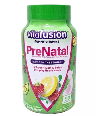 Vitafusion PreNatal Multivitamin, 90 Gummies - Raspberry Lemonade - EXP 11/2025